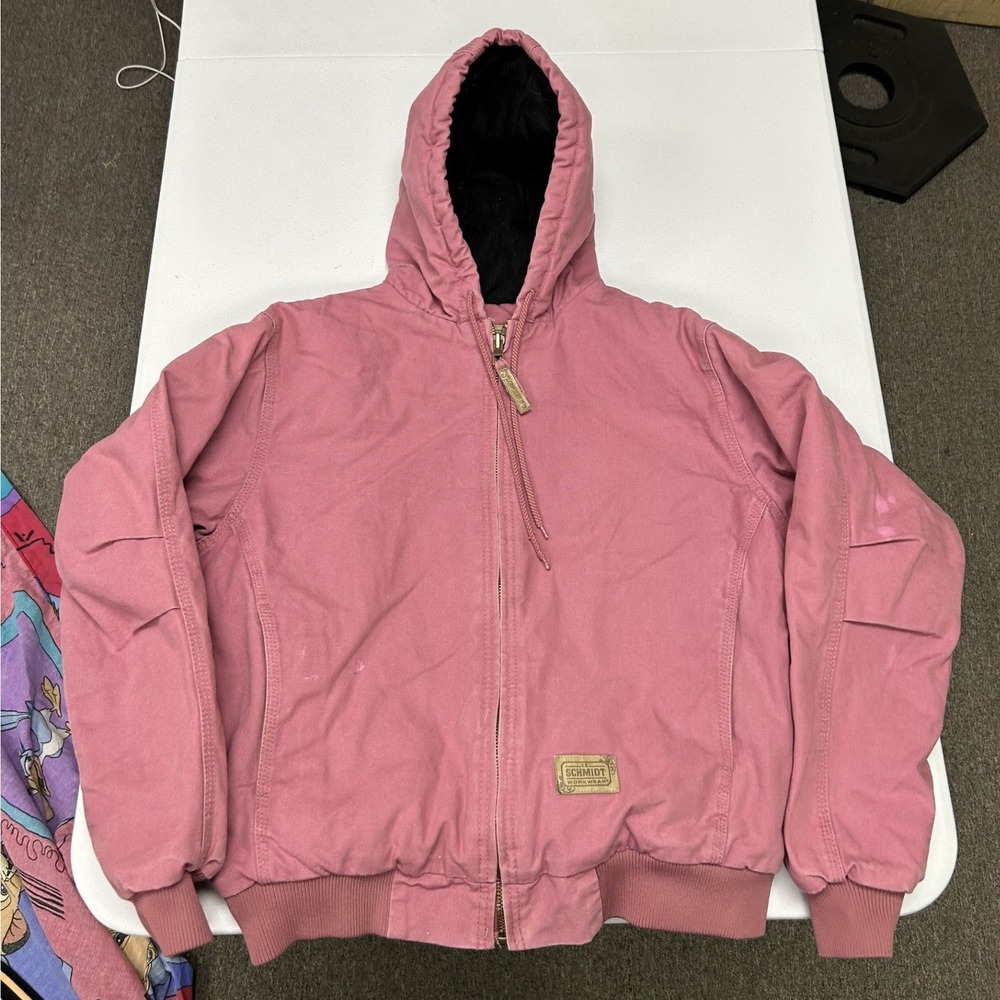 Schmidt Workwear Hooded Jacket Women Large Pink Canvas Quilted TWHJ51DRE